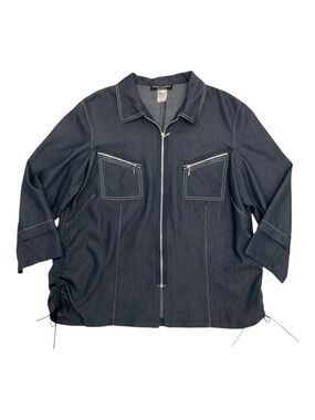 Vintage Lucien Daunois Designer Jacket Lightweight Pinstripe Zip  EU 44 US 12